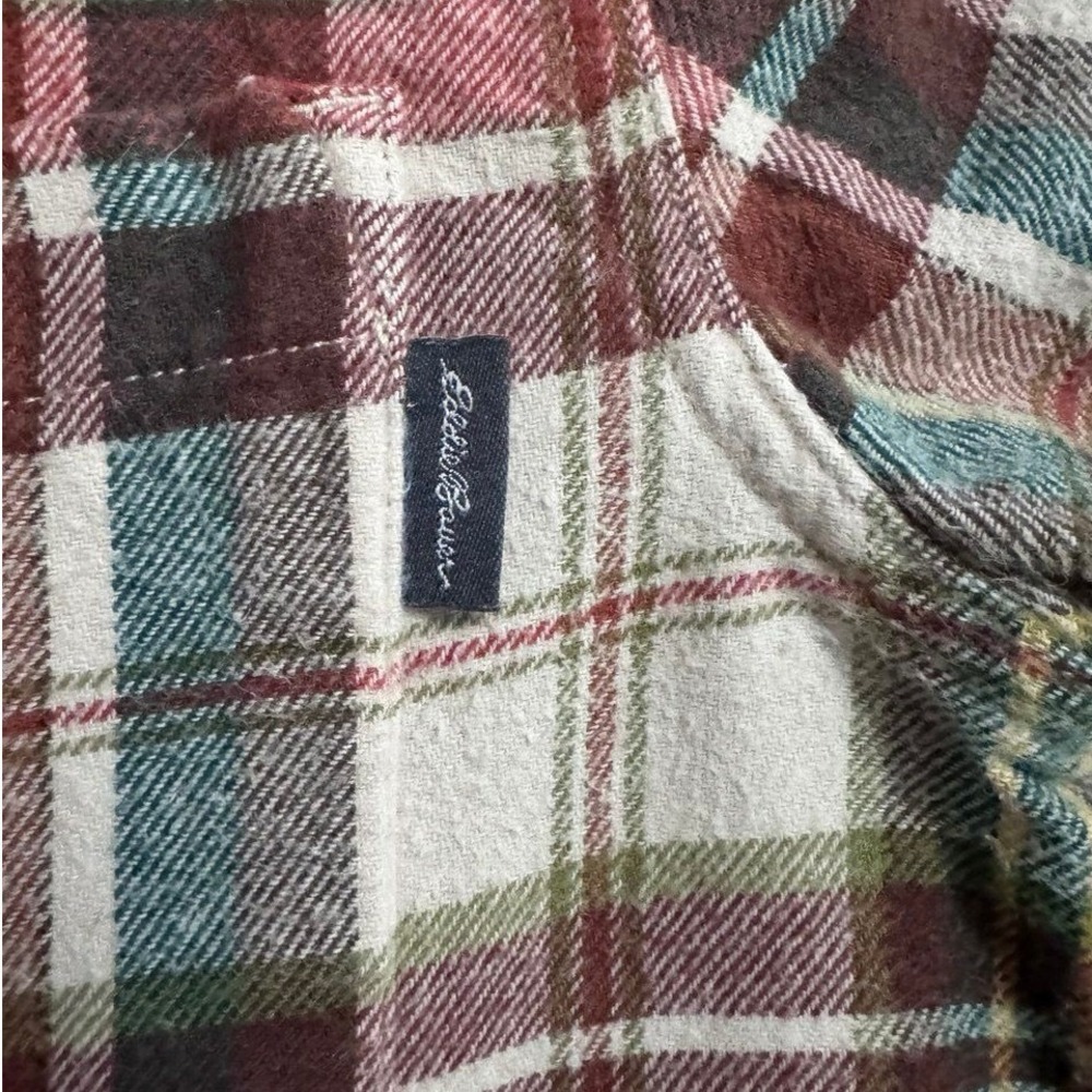 Eddie Bauer Flannel Shirt Mens Medium Red Plaid Button Down‎ Cotton Long Sleeve - Picture 6 of 10
